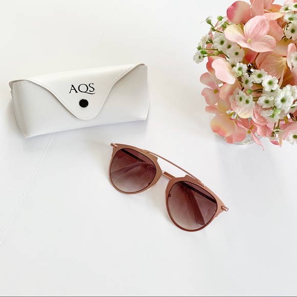 Aquaswiss Accessories - AQS Aquaswiss Rose Gold Alfie Aviator Sunglasses